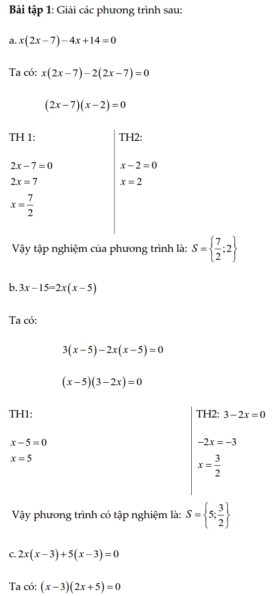 Bài tập phương trình bậc nhất, phương trình tích có lời giải