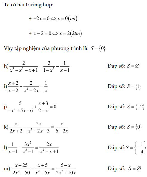 Cách giải phương trình chứa ẩn ở mẫu lớp 8