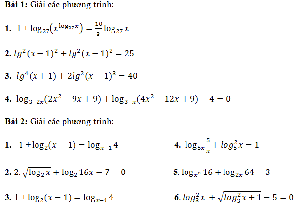 Giải phương trình logarit bằng phương pháp đặt ẩn phụ