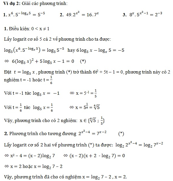 Giải phương trình mũ bằng phương pháp logarit hóa