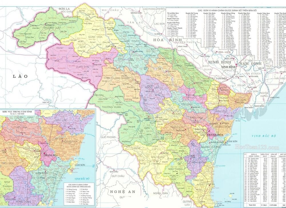 Bản đồ địa lý hành chính tỉnh Thanh Hóa