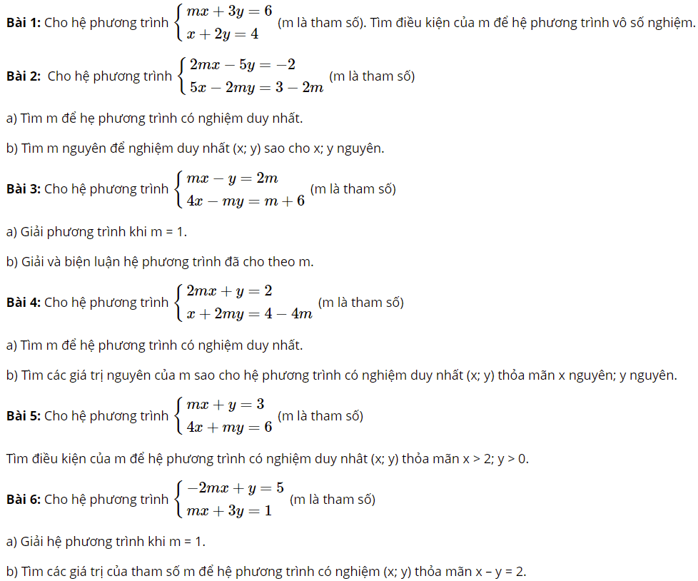 Cách giải hệ phương trình có chứa tham số