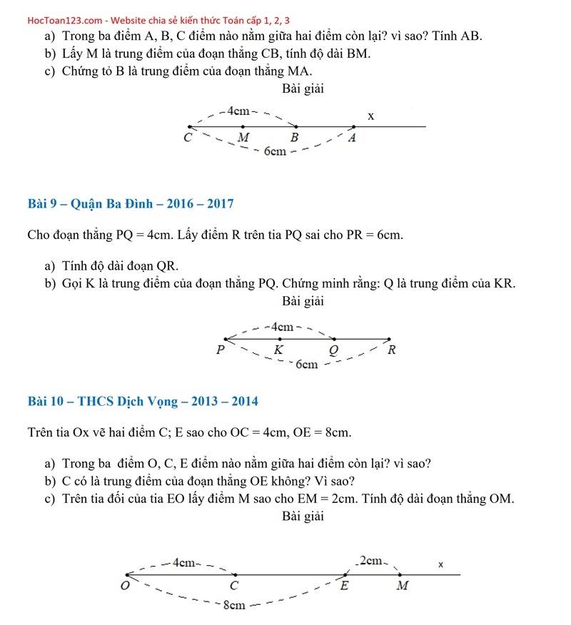 10 bài tập hình học 6 thi cuối học kì 1