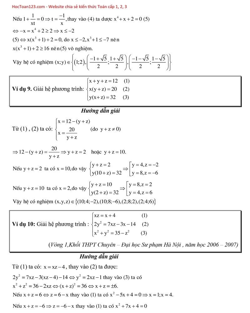 Chuyên đề Hệ phương trình ôn thi vào lớp 10 THPT chuyên