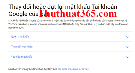 Hướng dẫn thay đổi, tìm lại mật khẩu gmail, tài khoản google