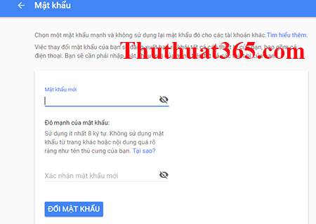 Hướng dẫn thay đổi, tìm lại mật khẩu gmail, tài khoản google