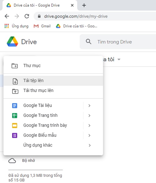 Cách sử dụng Google drive lưu trữ dữ liệu