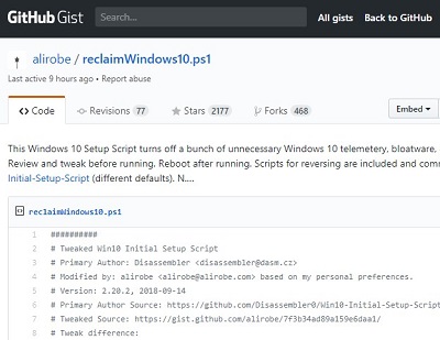 Script loại bỏ "rác" cho Windows 10
