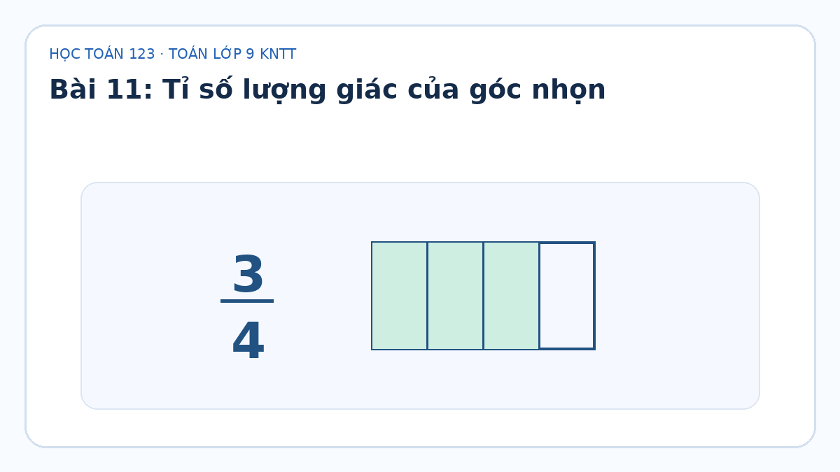 Minh họa Tỉ số lượng giác của góc nhọn – Toán lớp 9 KNTT