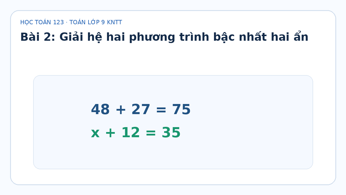 Minh họa Giải hệ hai phương trình bậc nhất hai ẩn – Toán lớp 9 KNTT